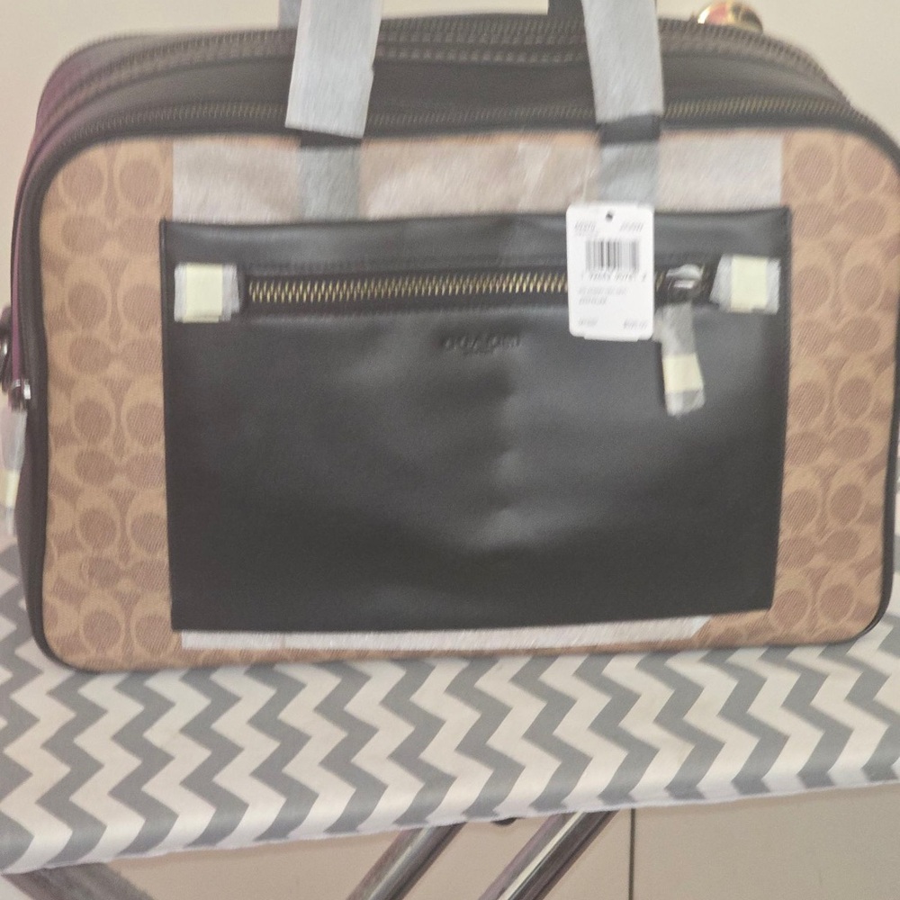 Coach Men's Black and Tan Briefcase